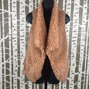 Faux Sherpa Fur Open Front Vest S Blush